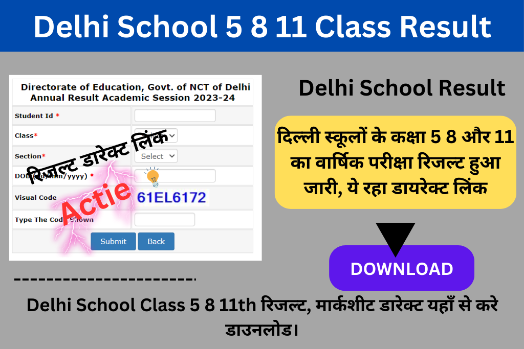 Delhi School 5 8 11 Class Result 2024