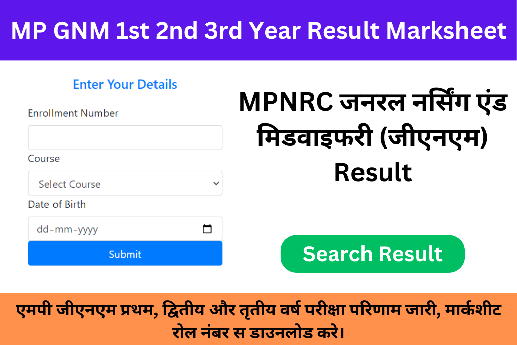 MP GNM Result 2024 1st 2nd 3rd Year