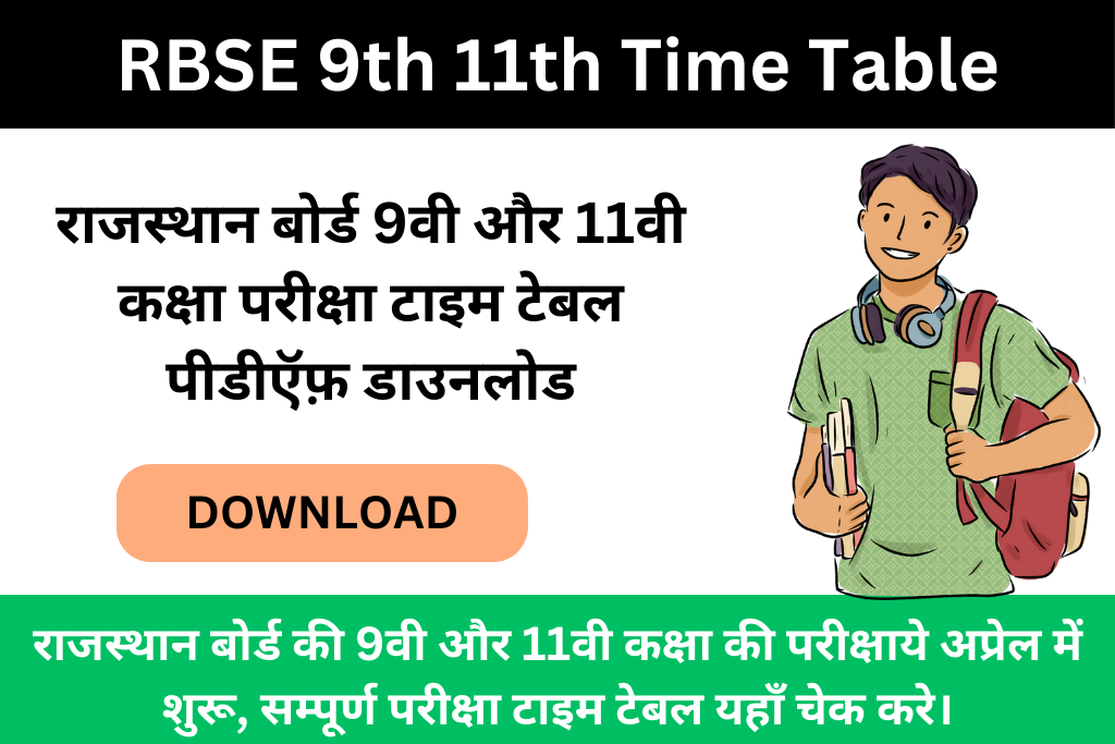 RBSE 9th 11th Time Table 2024