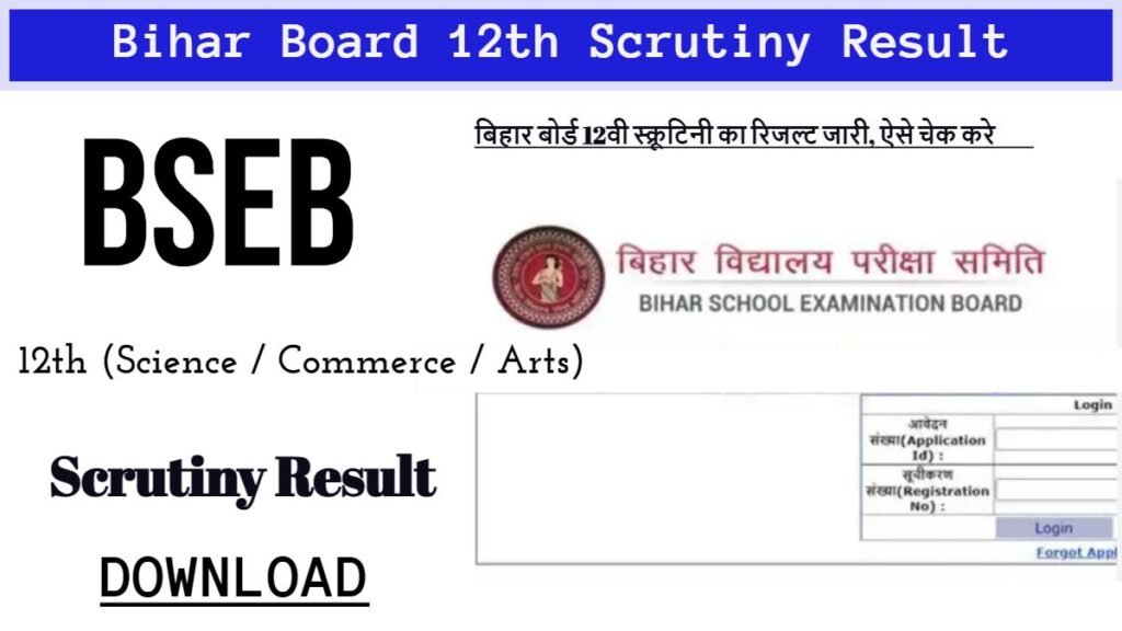 Bihar Board 12th Scrutiny Result 2024 बिहार बोर्ड 12वी स्क्रूटिनी का रिजल्ट जारी, ऐसे चेक करे रिजल्ट @biharboardonline.com