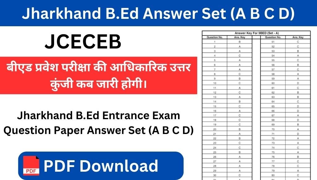 Jharkhand BEd Answer Key 2024: झारखण्ड बीएड प्रवेश परीक्षा आंसर सीट (A B C D) जारी, ऐसे करे डाउनलोड