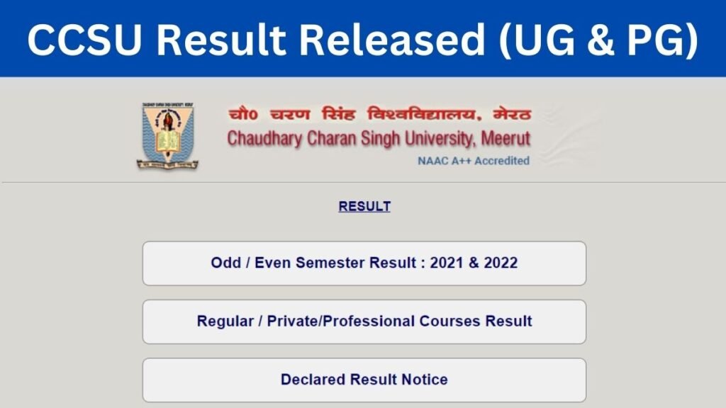 CCSU Result 2024 Released Online: सीसीएस यूनिवर्सिटी बीए बीएससी बेड बीकॉम एमए एमएससी एमकॉम मार्कशीट पीडीएफ यहां डाउनलोड करें