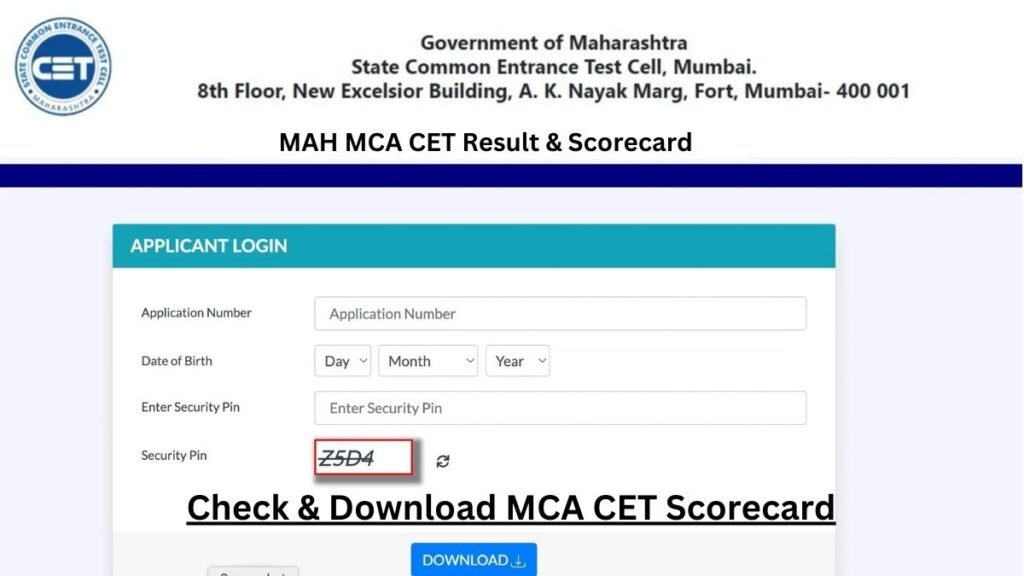 MAH MCA CET Result 2024 Date Check & Download MCA CET Scorecard 2024 Online