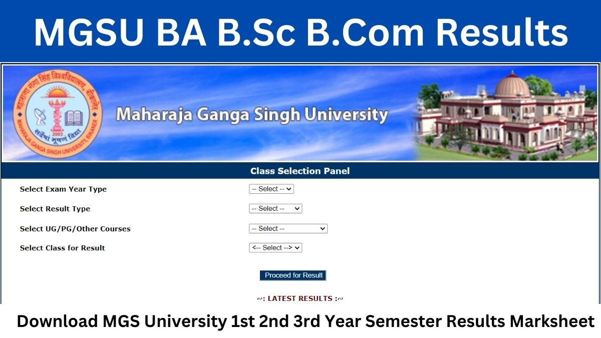 MGSU BA B.Sc Results 2024 Out at Download MGS