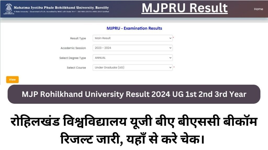 MJPRU Result by Name Out mjpruiums.in BA B.Sc 1st 2nd 3rd Year