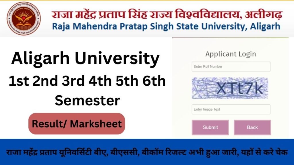 RMPSSU Aligarh Result 2024 Released at rmpssu.ac.in: राजा महेंद्र प्रताप यूनिवर्सिटी बीए, बीएससी, बीकॉम रिजल्ट अभी हुआ जारी, यहाँ से करे चेक