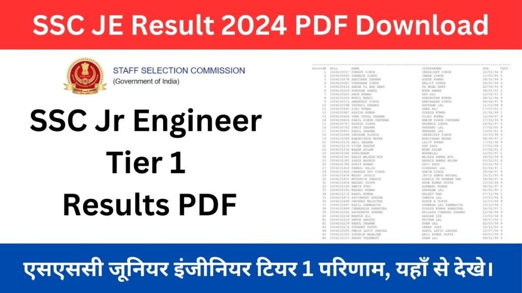 SSC JE Result 2024 PDF Download at ssc.gov.in: Check SSC Junior Engineer Tier 1 Results Region Wise