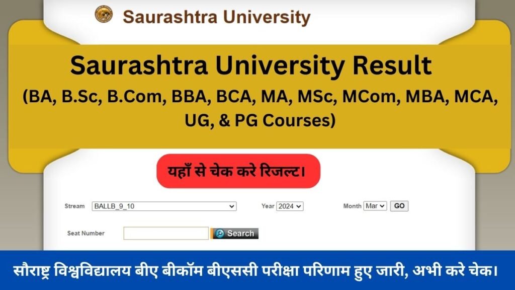 saurashtrauniversity.edu Results 2024 BA, BSC, BCOM, BED: Direct Link to Download Saurashtra University Gujarat UG Marksheet