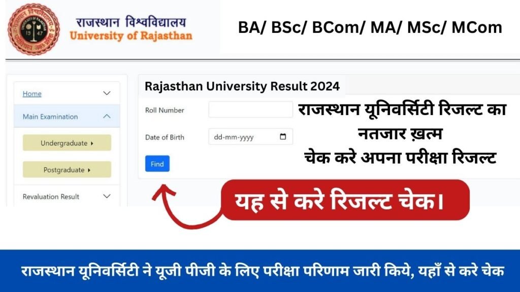 result.uniraj.ac.in 2024 Name Wise: BA, BSc BCom MA MSc MCom, राजस्थान यूनिवर्सिटी ने यूजी पीजी के लिए परीक्षा परिणाम जारी किये, यहाँ से करे चेक